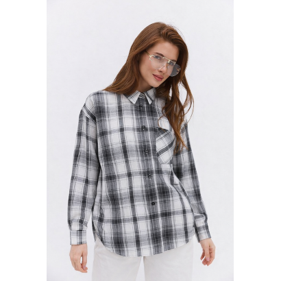 Трендова сорочка oversize у клітинку One Size | жіноча сорочка для вагітних і після | клітинка| Український виробник